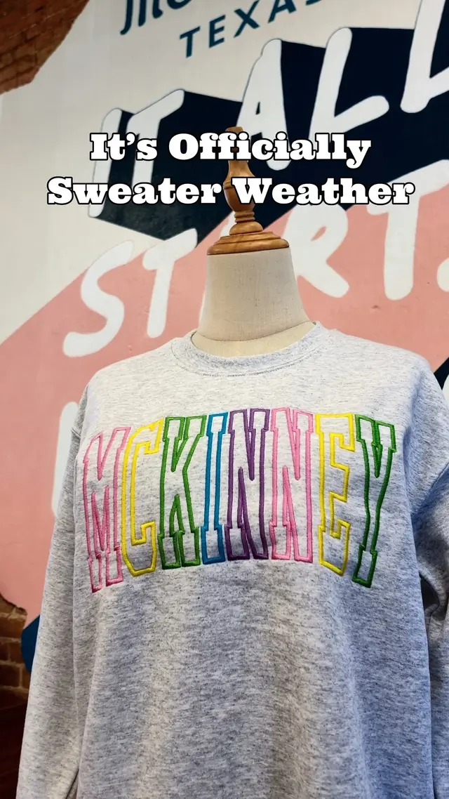 It’s finally sweater weather in McKinney! Visit McKinney has brand-new custom sweaters to keep you warm and cozy as you stroll the streets of downtown with a festive drink in hand. Browse your favorit